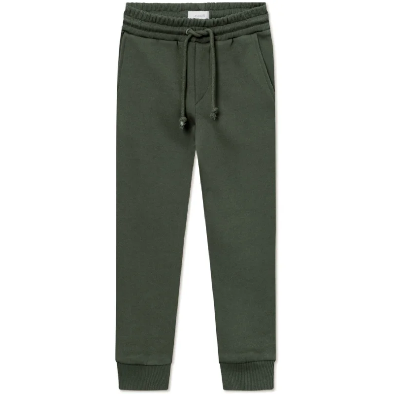 sports pant with stretch fabric -Les Deux Kids Forest Green/Ivory Encore Boucle Sweatpants Kids