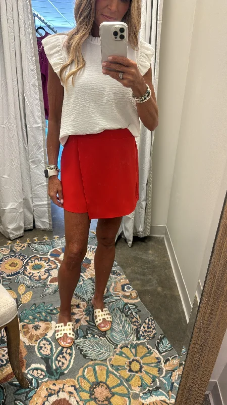 swimwear for casual beach -PICTURE PERFECT SKORT-RED