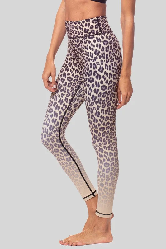 sports legging with adjustable waist -Rockell 7/8 Legging - Sand Leopard Ombre