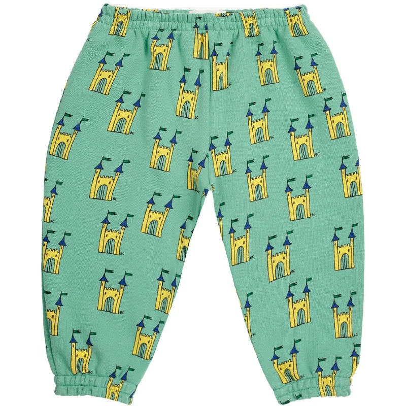 sports pant for winter runs -Bobo Choses Green Faraway Castle All Over JAndging Pants