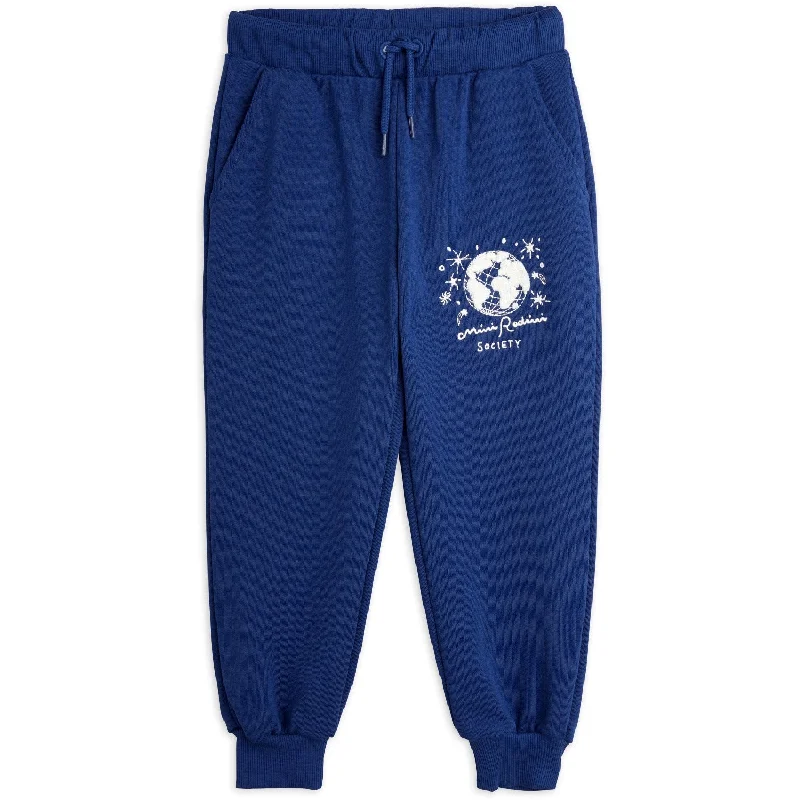 sports pant with slim legs -Mini Rodini Blue Mini Rodini Society Emb Sweatpants