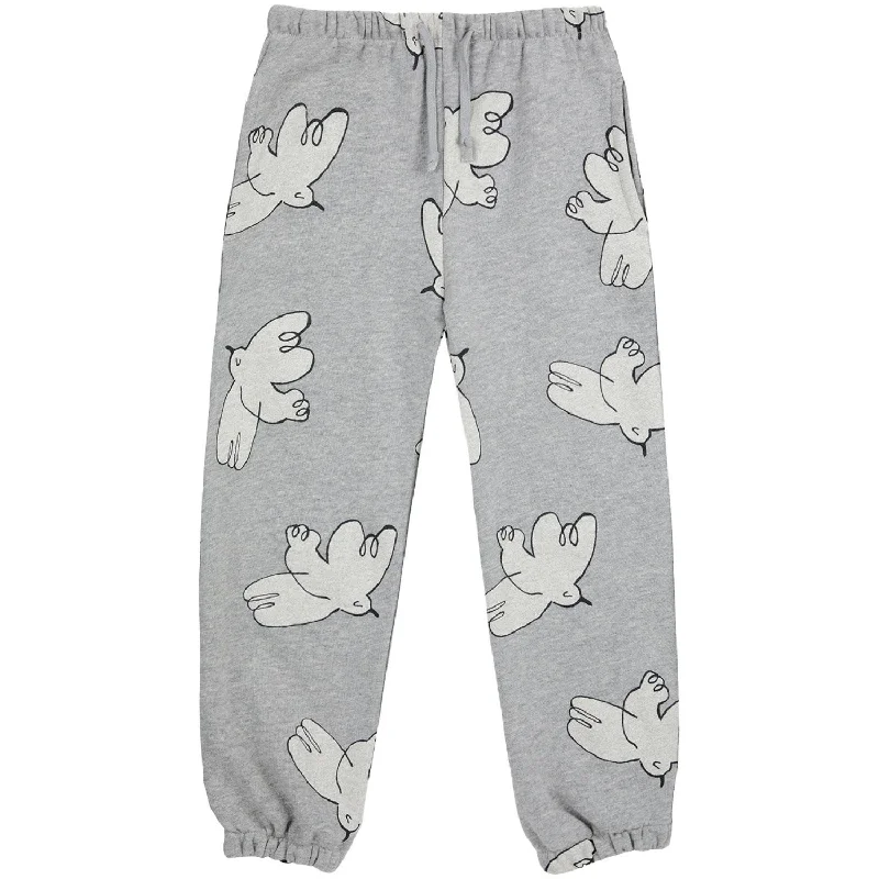 sports pant for casual hikes -Bobo Choses Light Heather Grey Freedom Bird All Over JAndging Pants