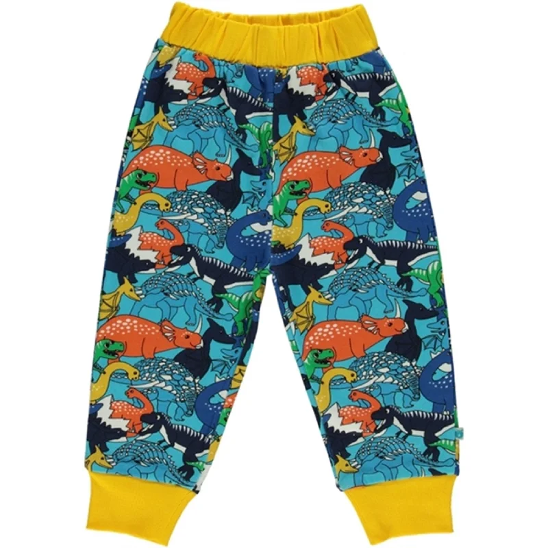 sports pant for cold workouts -Småfolk Blue Atoll Dinosaur Sweatpants