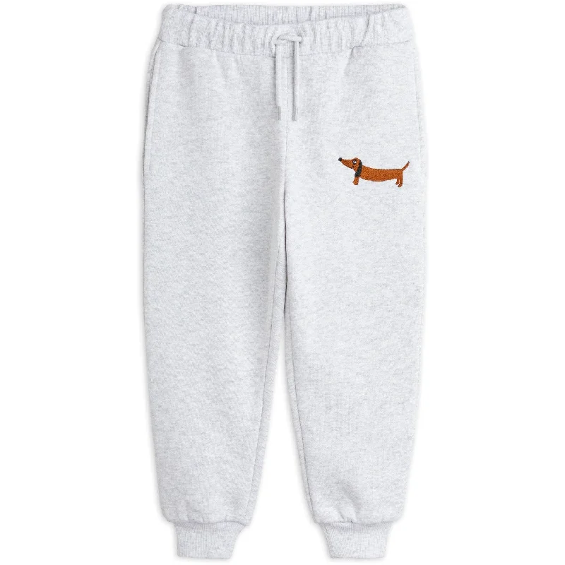 sports pant with bold stripes -Mini Rodini Grey Melange Dog Emb Sweatpants