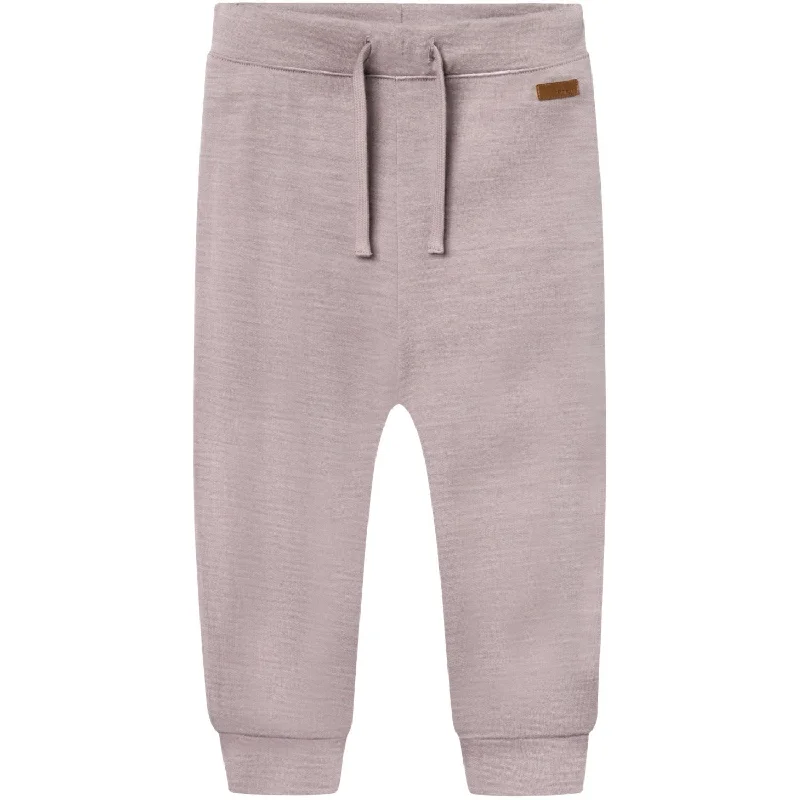 sports pant with breathable fit -Name It Purple Dove Wesso Wool Sweatpants