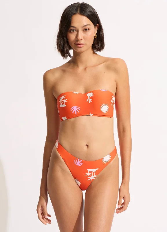 swimwear for water aerobics -La Palma High Cut Bikini Bottom - Tamarillo