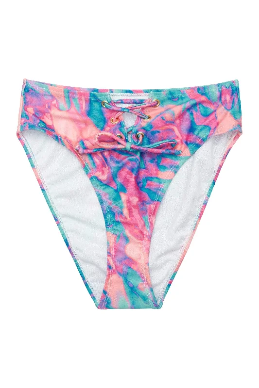 swimwear for poolside lounging -Abstract marble Eco tie front brief