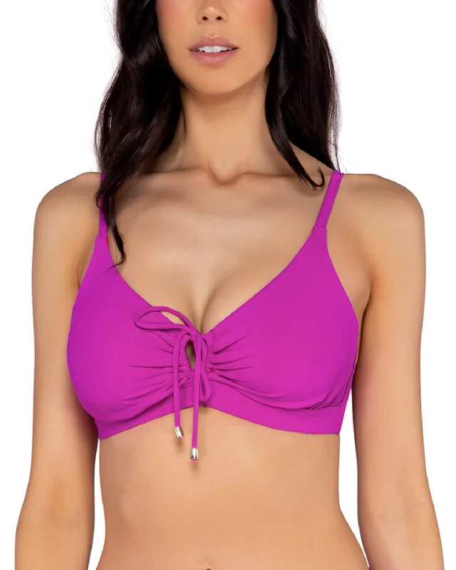 swimwear for beach games -2024 Sunsets Solids Kauai Keyhole Underwire D+ Bikini Top (More colors available) - 54S - Wild Orchid