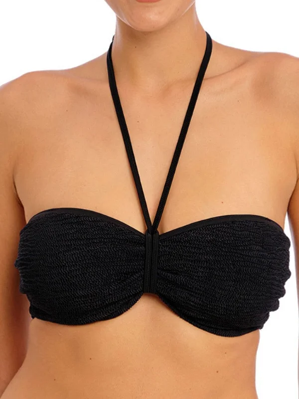 men’s swimwear jammers -Ibiza Waves Bandeau Bikini Top - Black