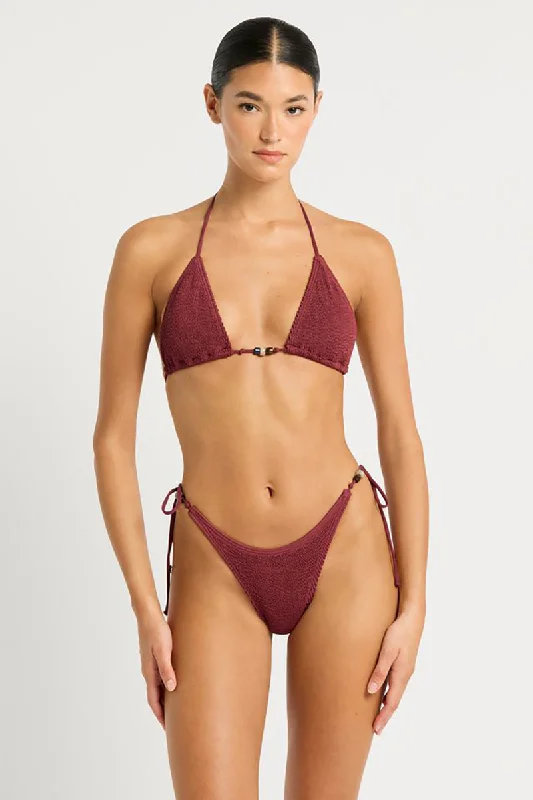 swimwear for casual beach -Carmine Beaded Tri Set