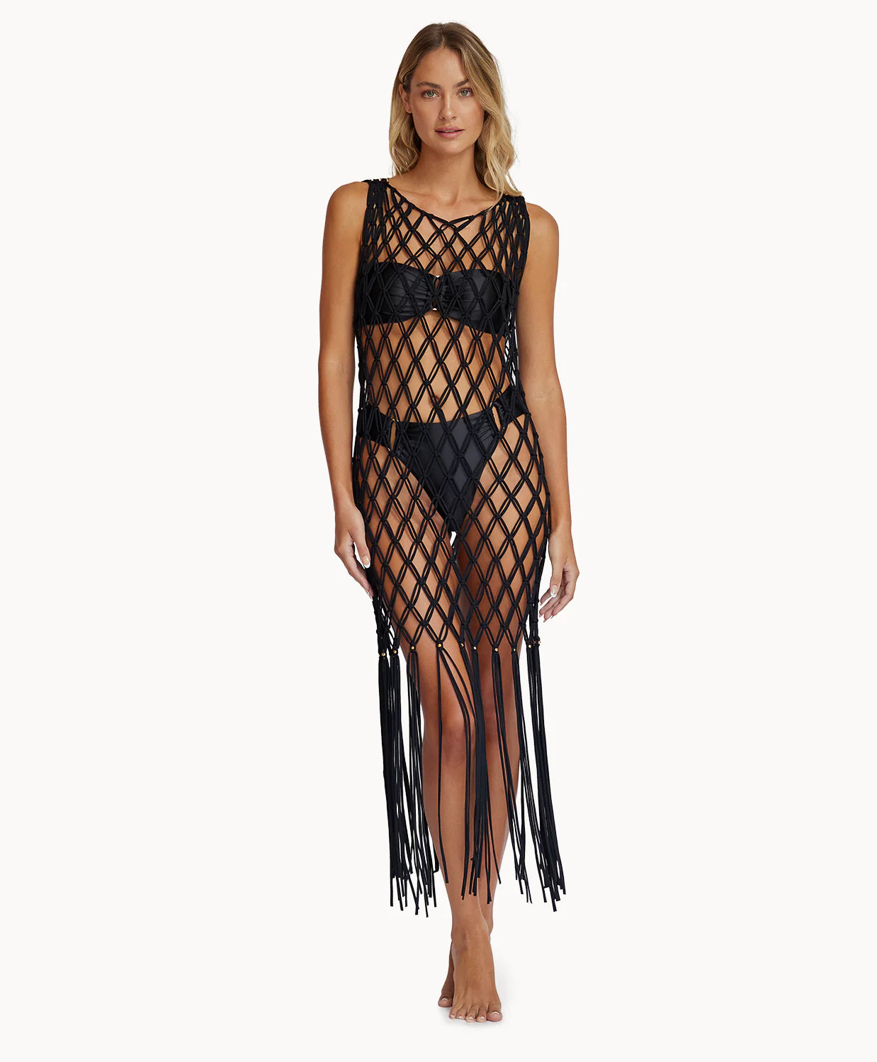 swimwear for swim races -PQ Swim Midnight Beaded Brynn Cover Up