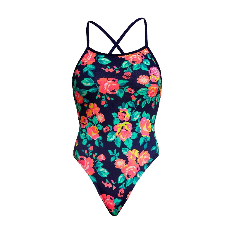 trendy swimwear with ruffles -Full Bloom | Ladies Tie Me Tight One Piece