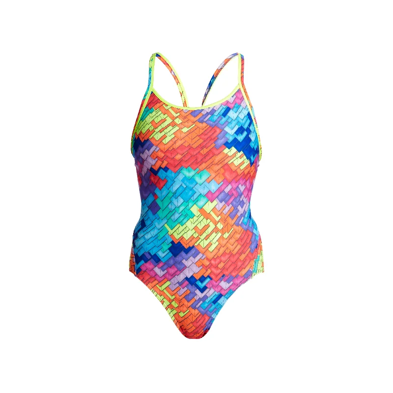 affordable swimwear plus size -LAYER CAKE | LADIES DIAMOND BACK ONE PIECE