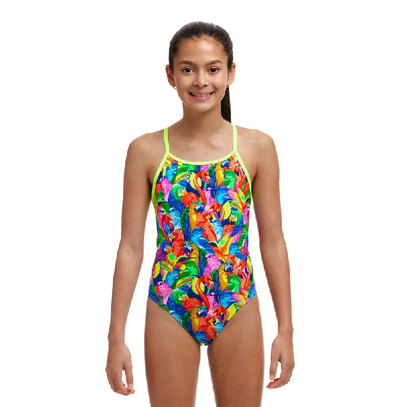 swimwear with high waist -Funkita Bright Bird Girls Diamond Back