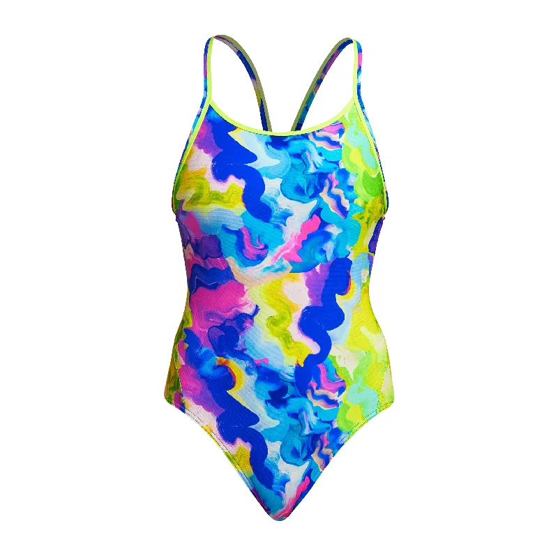 swimwear for beach sports -Pablo's Pizza | Ladies Diamond Back One Piece