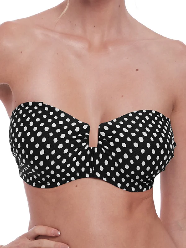 swimwear for beach sports -Santa Monica Bandeau Bikini Top - Black/White