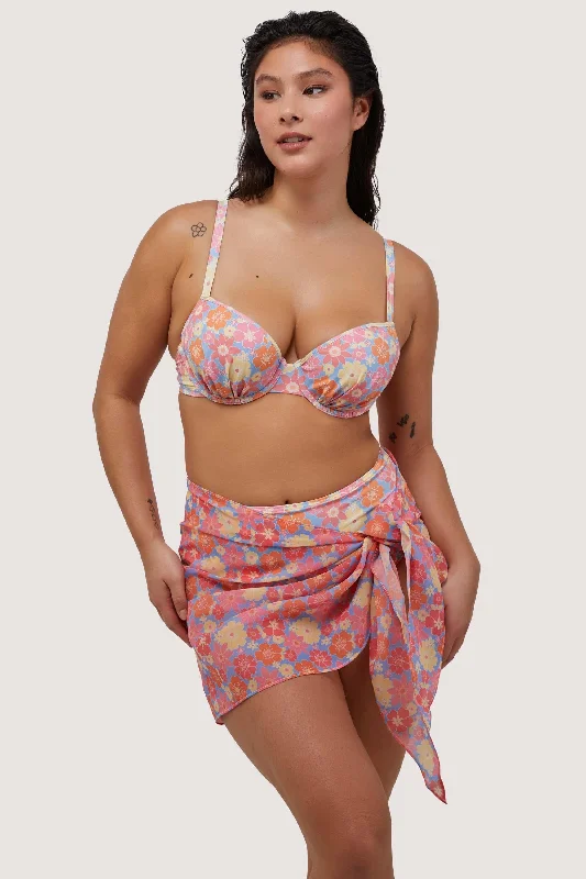 plus size swimwear sale -Floral Tie Side Sarong