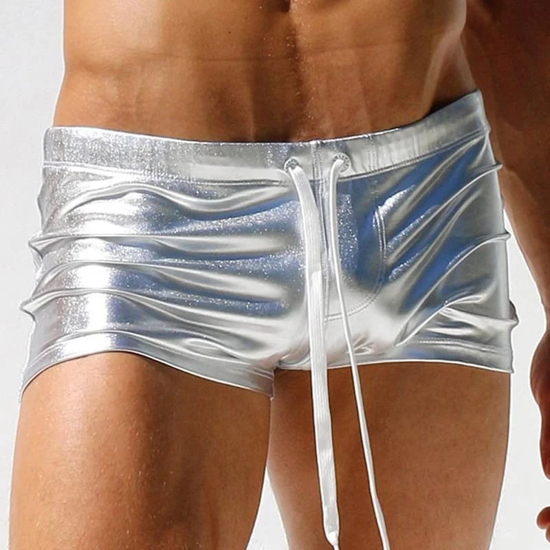 women’s swimwear two piece -Metallic Square Cut Swim Trunks