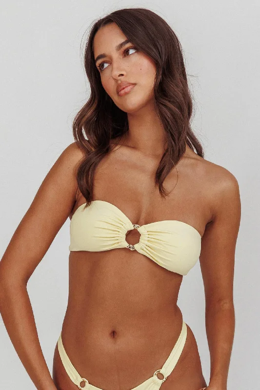 swimwear with high waist -Agape Bandeau O-Ring Bikini Top Butter