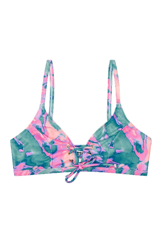 swimwear with sporty look -Abstract marble Eco tie front top B - G