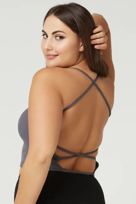 Cross Back Sports Bra - Grey