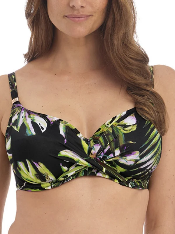 swimwear with secure straps -Palm Valley Full Cup Bikini Top - Black