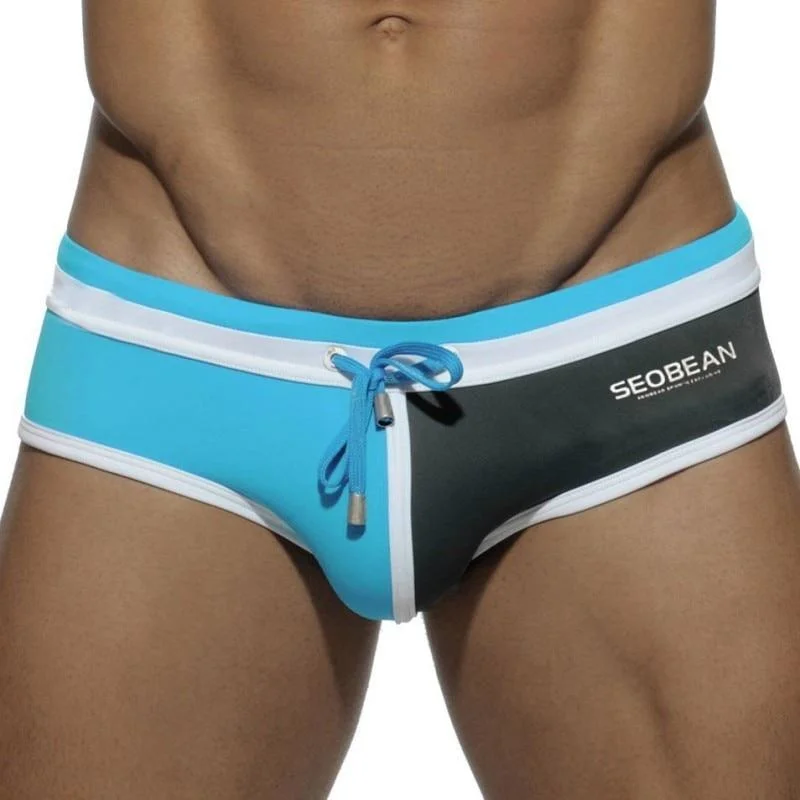 swimwear with geometric design -Seobean Two-toned Laced Swim Briefs