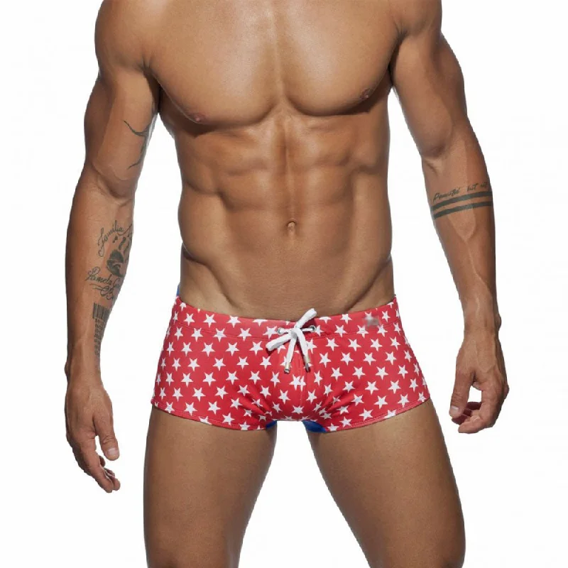 plus size swimwear trendy -Stars Ultra Square Cut Swim Trunks