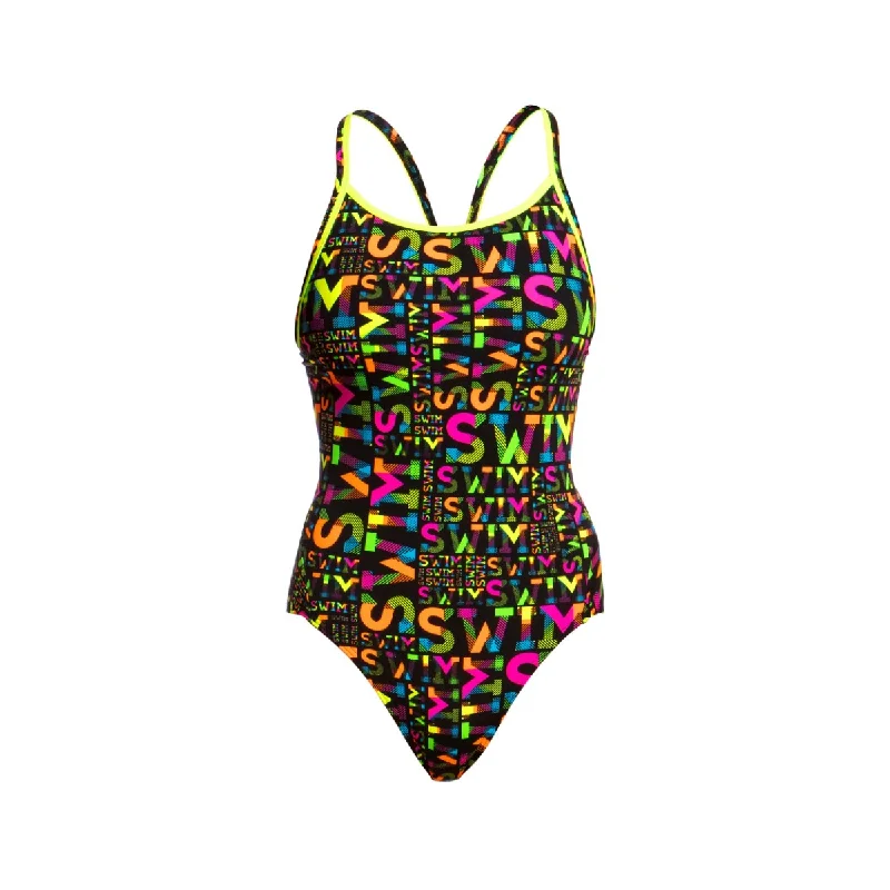 swimwear for pool party -NIGHT SWIM | LADIES DIAMOND BACK ONE PIECE