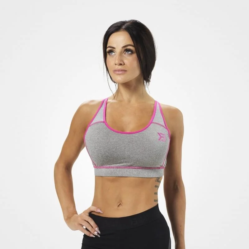 Better Bodies Sports Bra - Greymelange-Pink