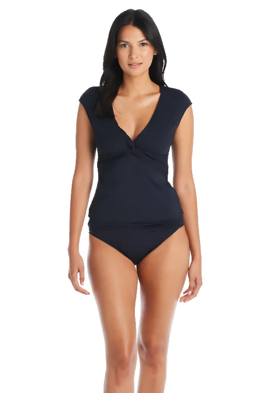 sports jacket for cold mornings -SALE Bleu Rod Beattie Let's Get Twisted Cap Sleeve Tankini Top