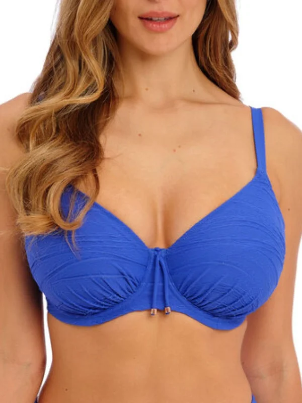 high performance swimwear kids -Beach Waves Full Cup Bikini Top - Ultramarine