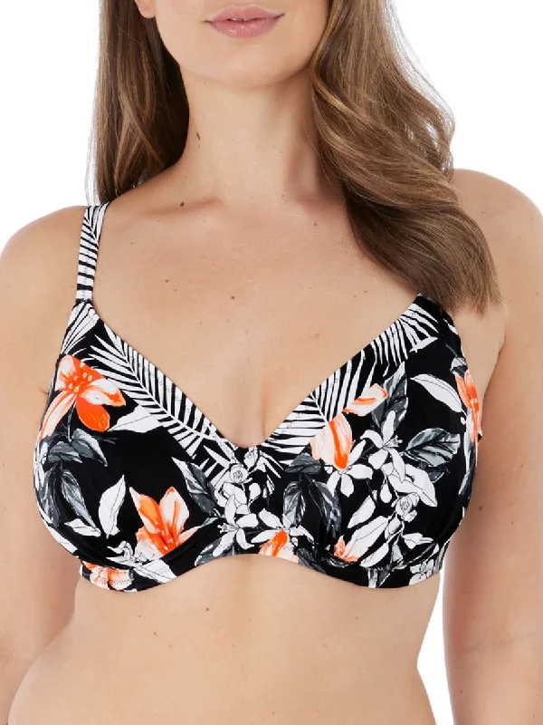 affordable swimwear women -Port Maria Gathered Full Cup Bikini Top - Black