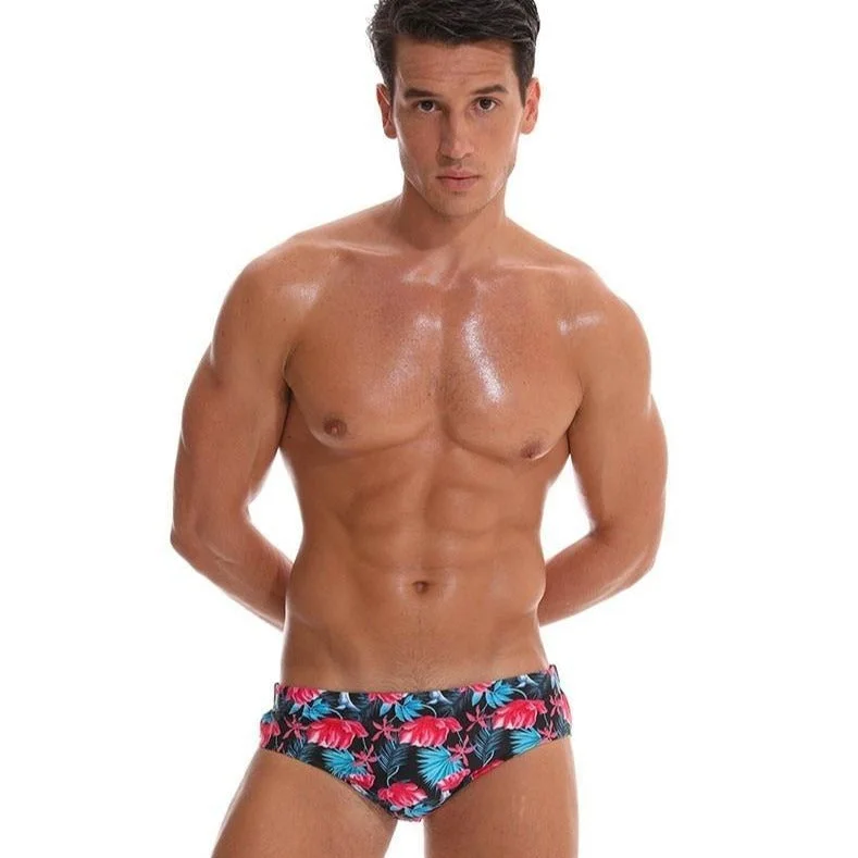 high performance swimwear men -Floral Swim Briefs