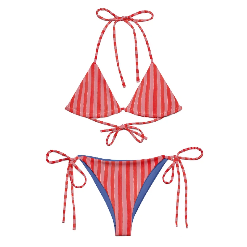 stylish swimwear for women -♻️ Stripes recycled string bikini