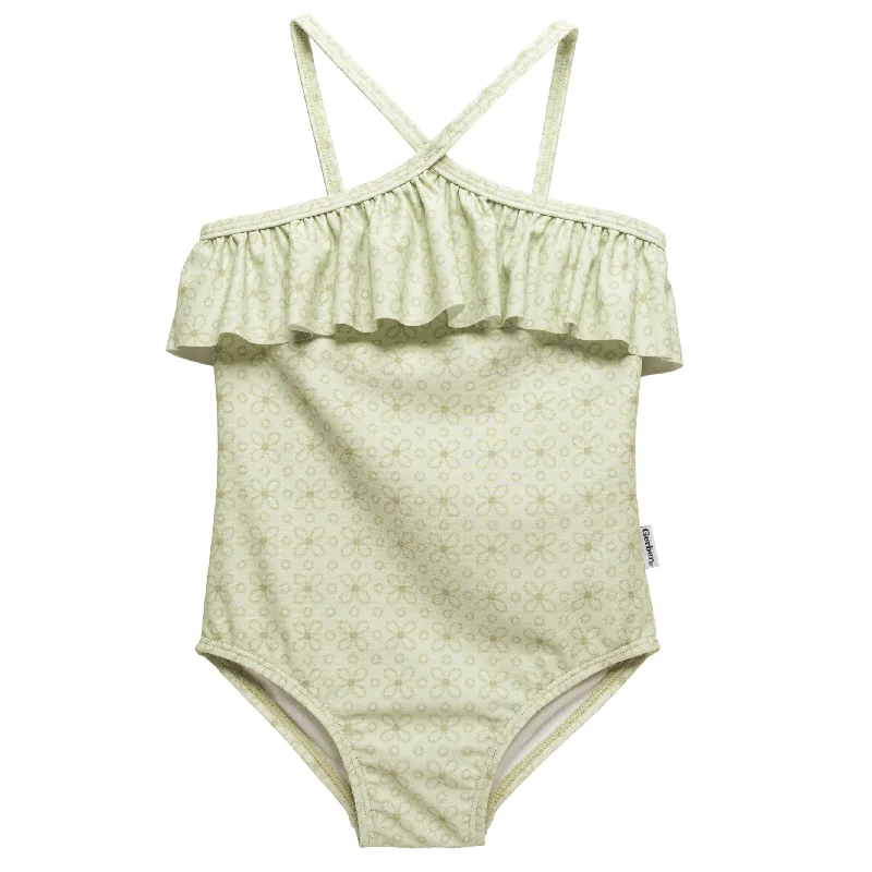 women’s swimwear sporty design -Toddler Girls UPF 50+ Eyelet Floral Print One-Piece Swimsuit