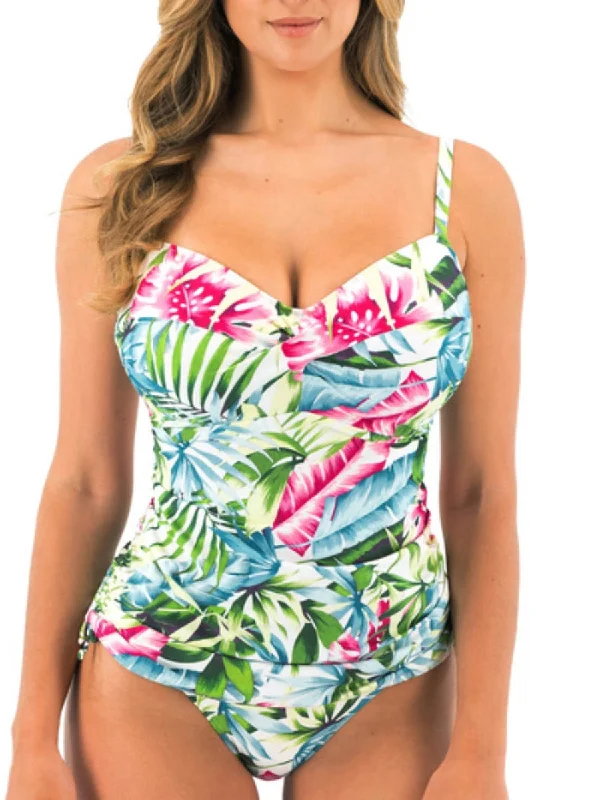 sports jacket with adjustable fit -Langkawi Twist Front Tankini Top - White