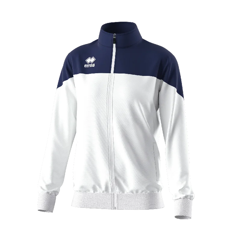 sports jacket for outdoor running -Errea Bea Jacket (White/Navy)