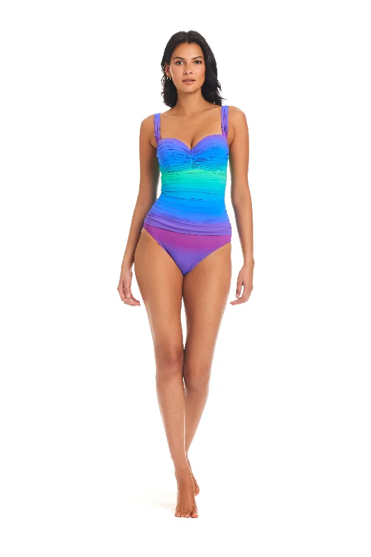 swimwear for poolside lounging -Bleu Rod Beattie Heat Of The Moment Shirred Bandeau One Piece