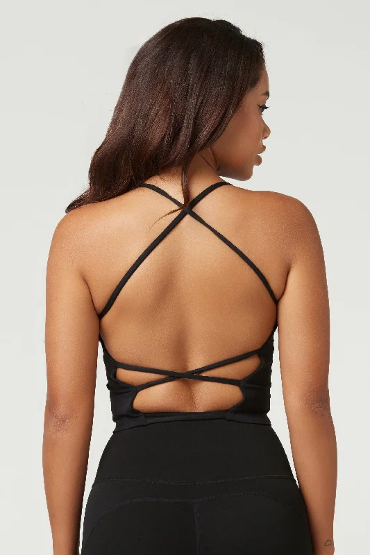 Cross Back Sports Bra - Black