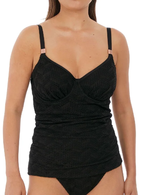 sports jacket for fitness goals -Marseille Bardot Gathered Full Cup Tankini - Black