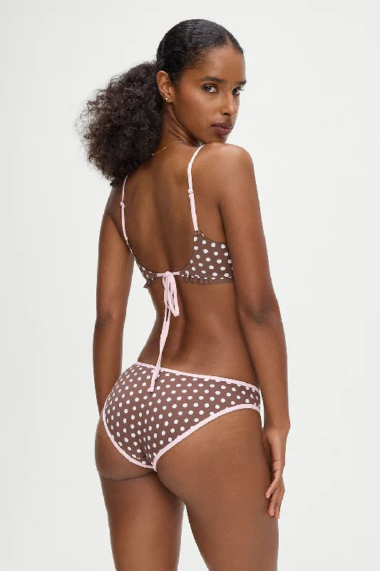 trendy swimwear with cutouts -Catalina Full Coverage Bikini Bottom - Cocoa Dot