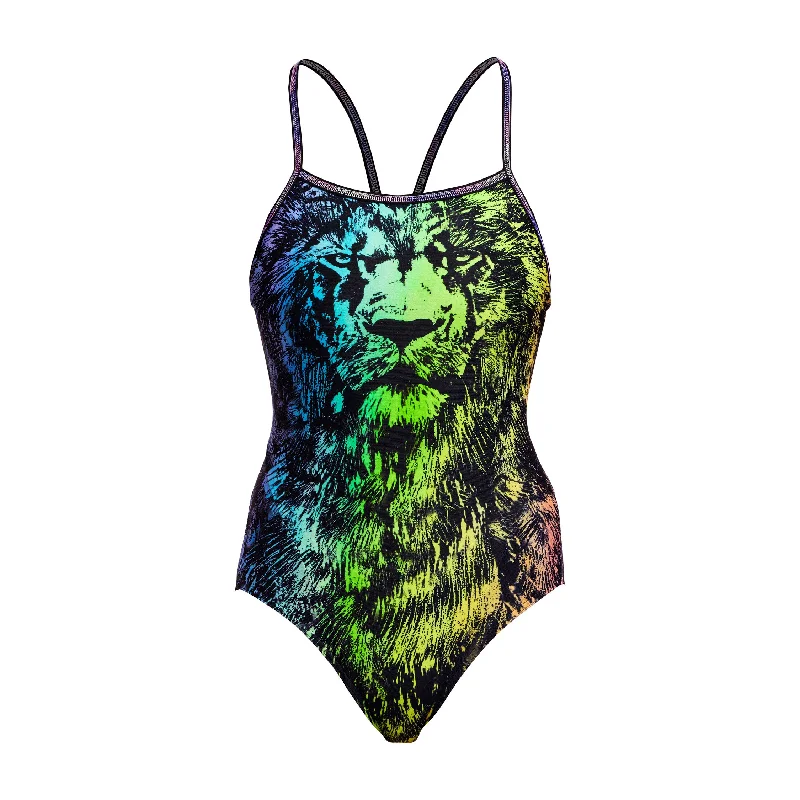 swimwear with high coverage -Lion Eyes | Ladies Single Strap One Piece