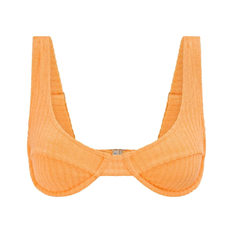 Ribbed Towelling Balconette Bra | Papaya