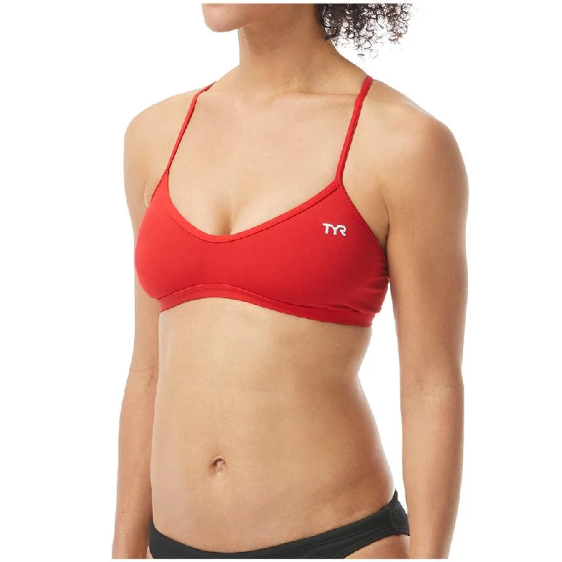 swimwear for family outing -TYR Red Trinity Top