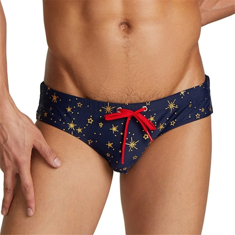 durable swimwear for beach -Gold Stars Swim Briefs