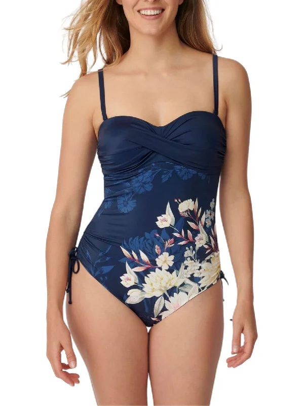 durable swimwear for women -Botanical Leaf Swimsuit - Blue Combination