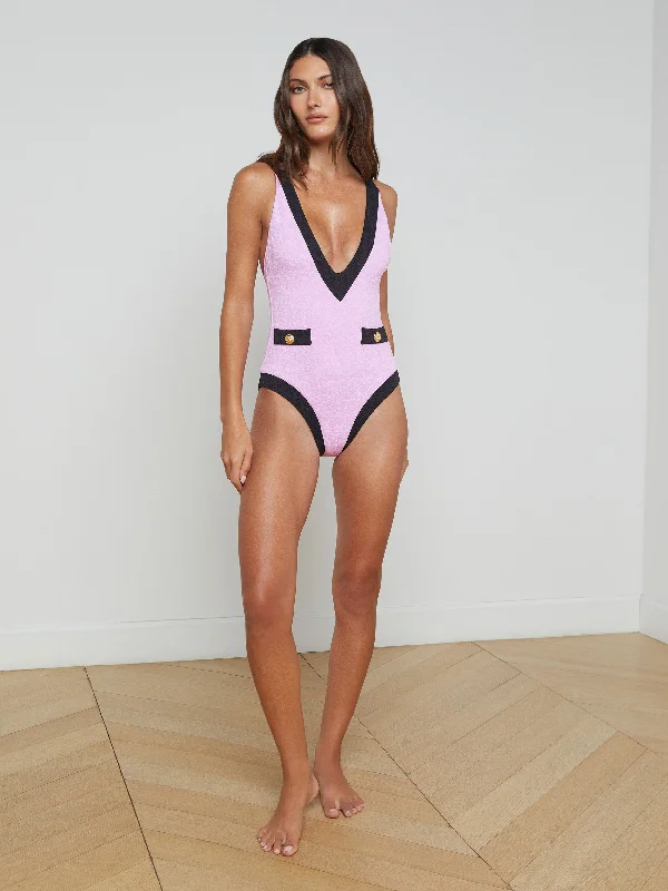 swimwear for competitive swim -Lisa Plunge One-Piece Swimsuit