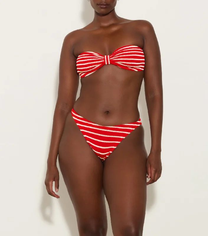 swimwear for casual swimming -Jean Stripe Bikini Red White