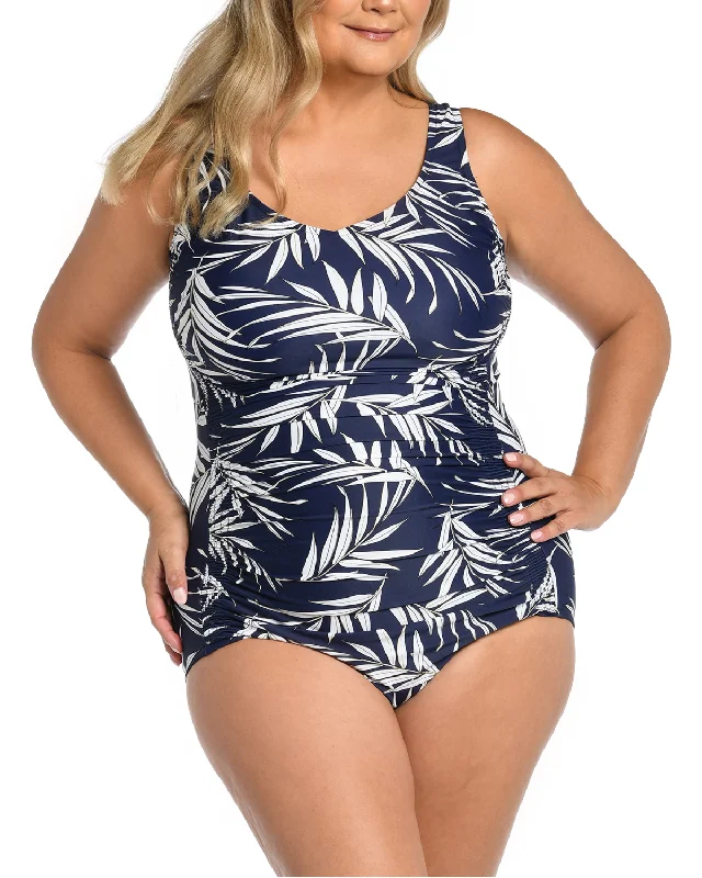 swimwear for swim races -2024 Maxine of Hollywood Women's Plus Gold Leaf One Piece Swimsuit - Mw4de14